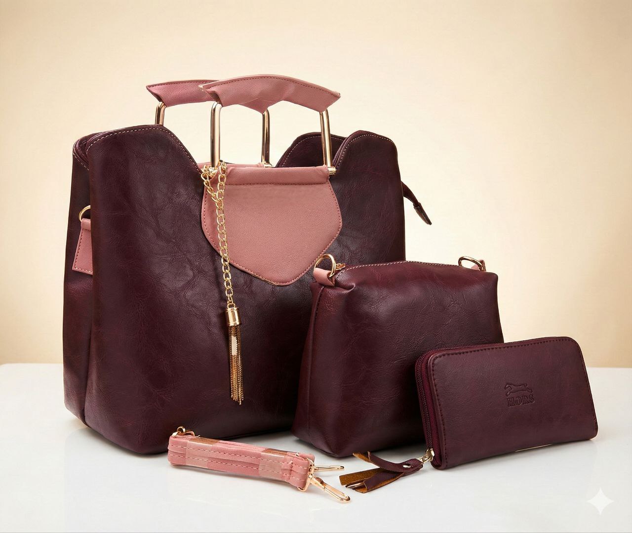 طقم حقيبة نسائية أنيق – 3 قطع - الصورة 6