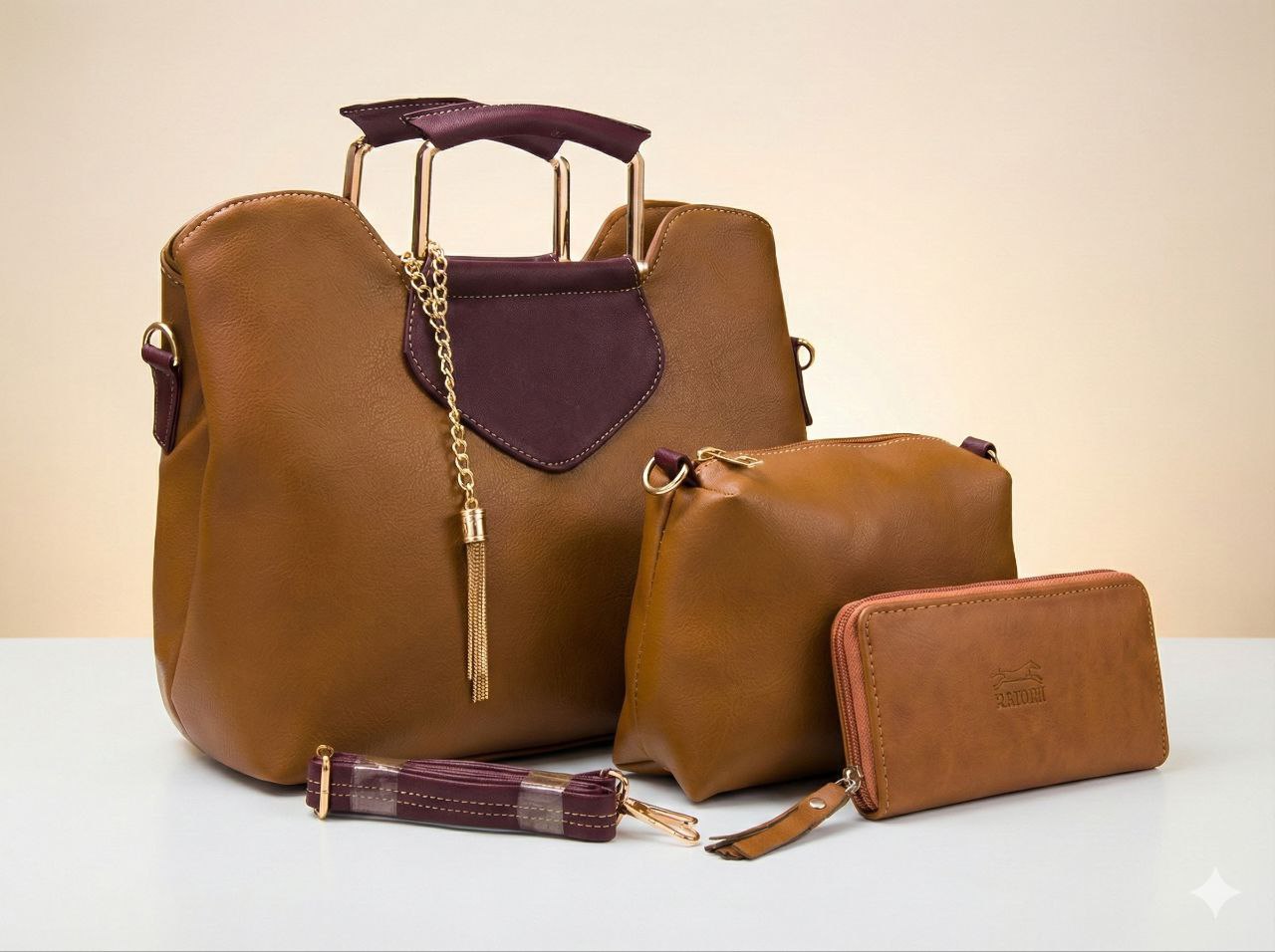 طقم حقيبة نسائية أنيق – 3 قطع - الصورة 2