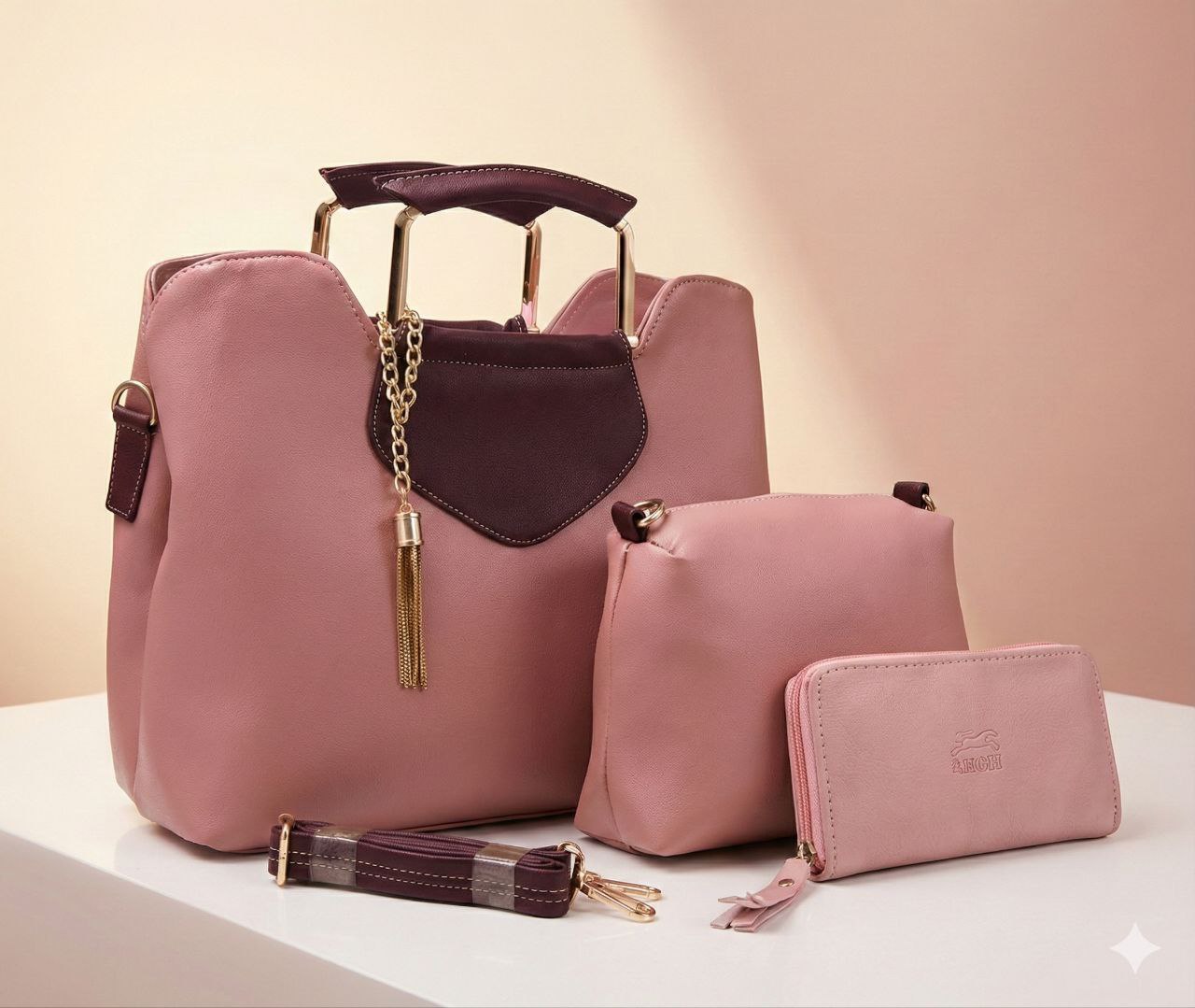 طقم حقيبة نسائية أنيق – 3 قطع - الصورة 3